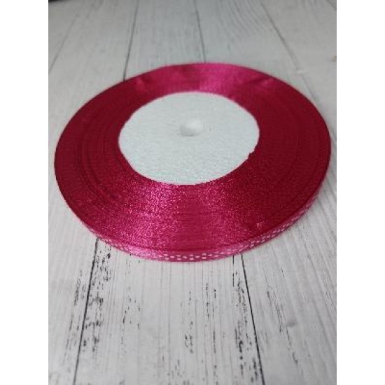 Лента атласная в горох 0.6 см цв. темно-розовый, цена за 5 м